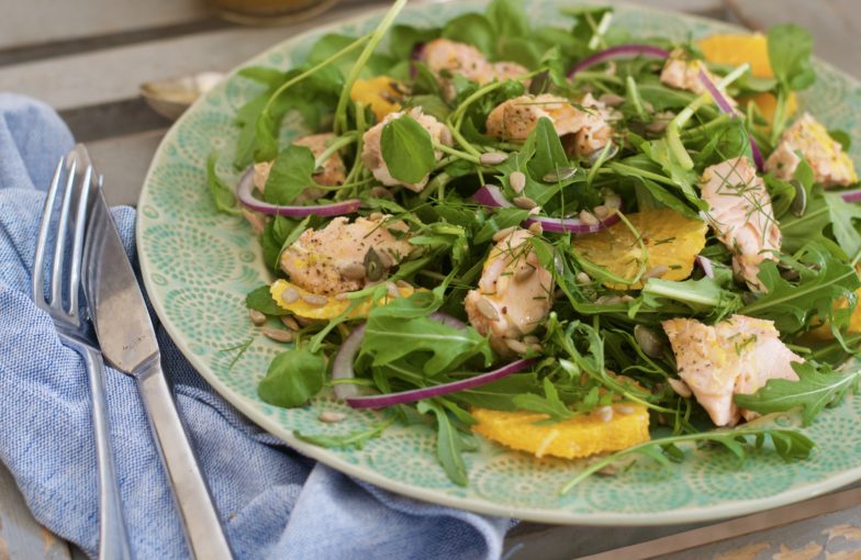 Salmon and Watercress Salad With an Orange, Honey & Rapeseed Dressing