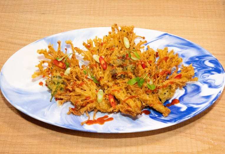 Deep Fried Enoki Flowers with Extra Virgin Rapeseed Oil