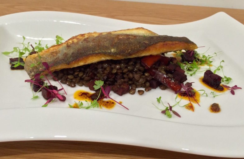 Sea Bass with Lentils & Peppers