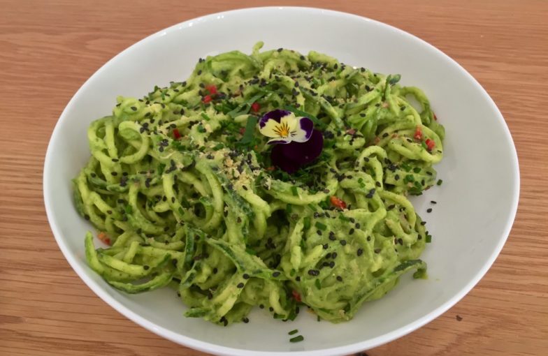 Raw Courgette Noodles with a Creamy Avocado Sauce