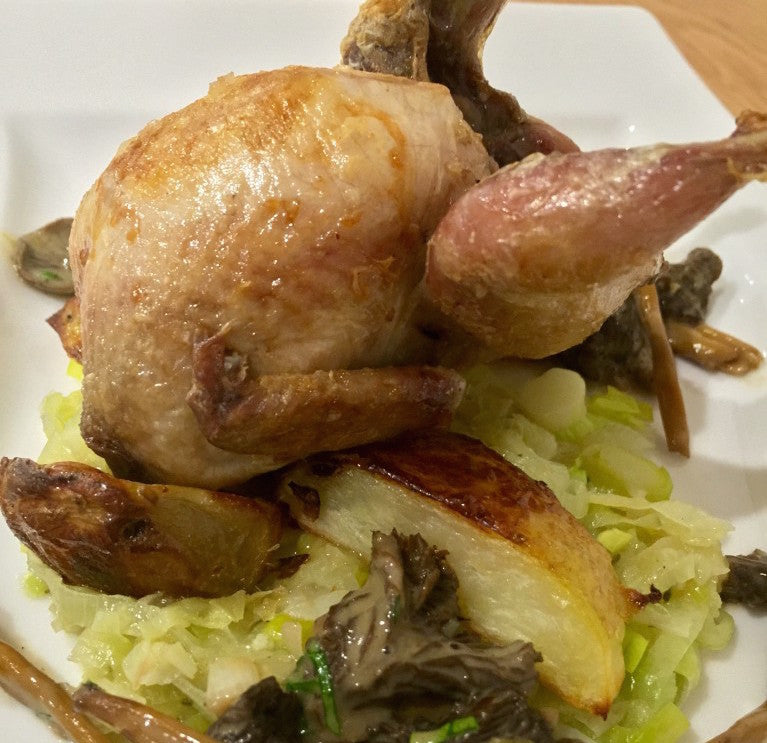 Quail with Creamy Mushroom Sauce