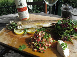 BBQ Trout with Aromatic Oil and Apple Salsa